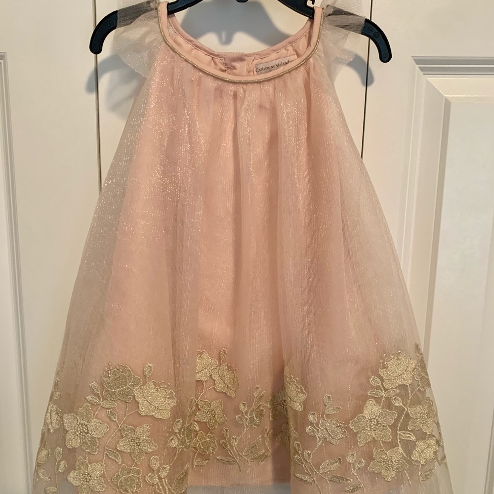 Catherine Malandrino Toddler Girl Blush Pink & Gold Tulle Dress 2T NWOT